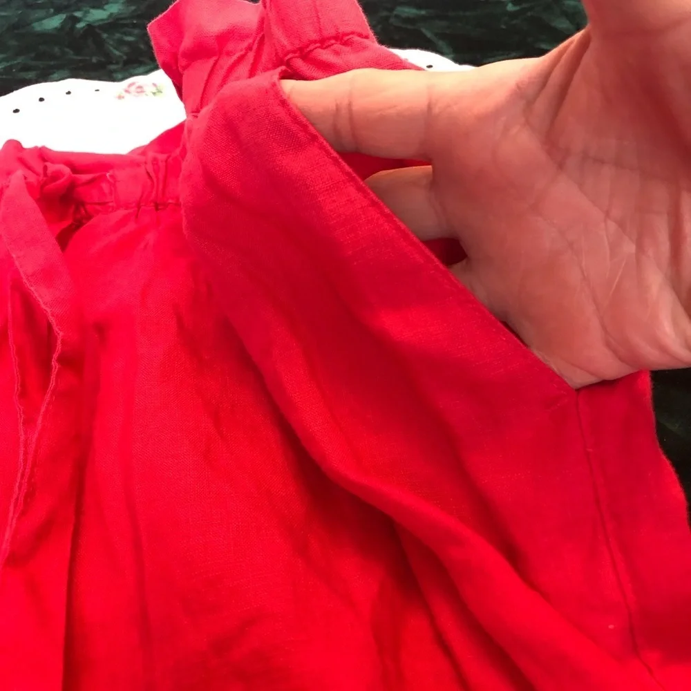 100% Linen Mini Skirt Pink Deep Coral XL St. Tropez West